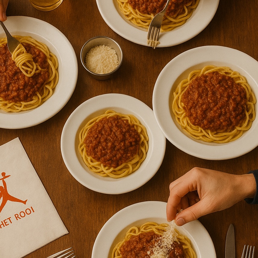 Het begin van de week, zoals het hoort: met spaghetti en goed gezelschap. Maandag Spaghettidag, tot morgen! 🍝