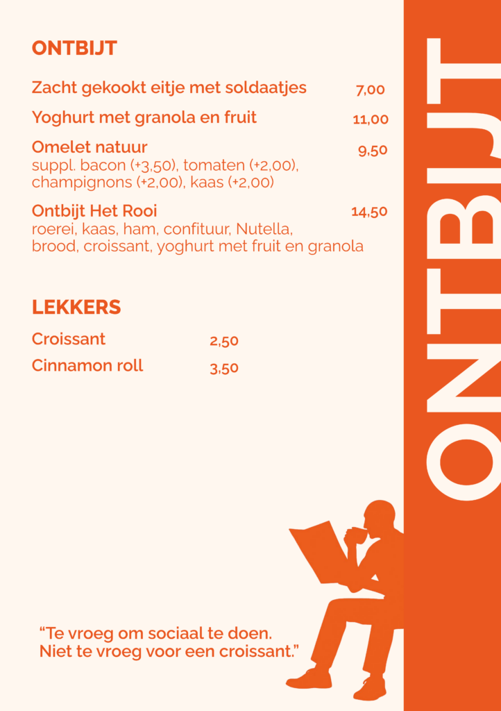 Ontbijtkaart Brasserie Het Rooi Berchem, pagina 1